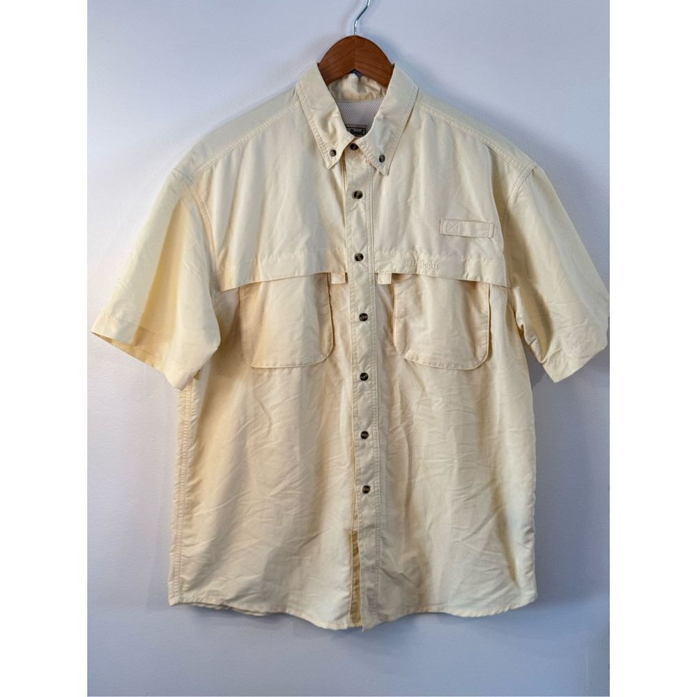 LL Bean Men’s Tropicwear Yellow Vented Shirt Short Sleeve Button Down Fishing Hi